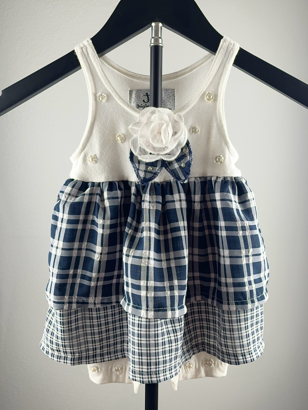 JM Originals 90s Plaid Tiered Unitard Romper Vintage Dress 18-24M USA